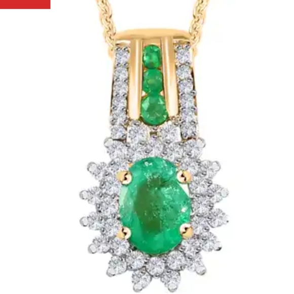 Gold plated 925 sterling silver emerald and white zircon...